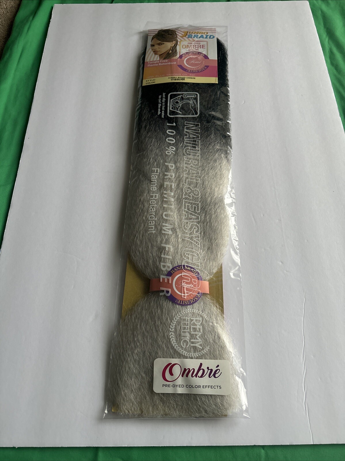jumbo braid premium soft hair. Remy Feeling Blue Colored Ombré TT1B/silver
