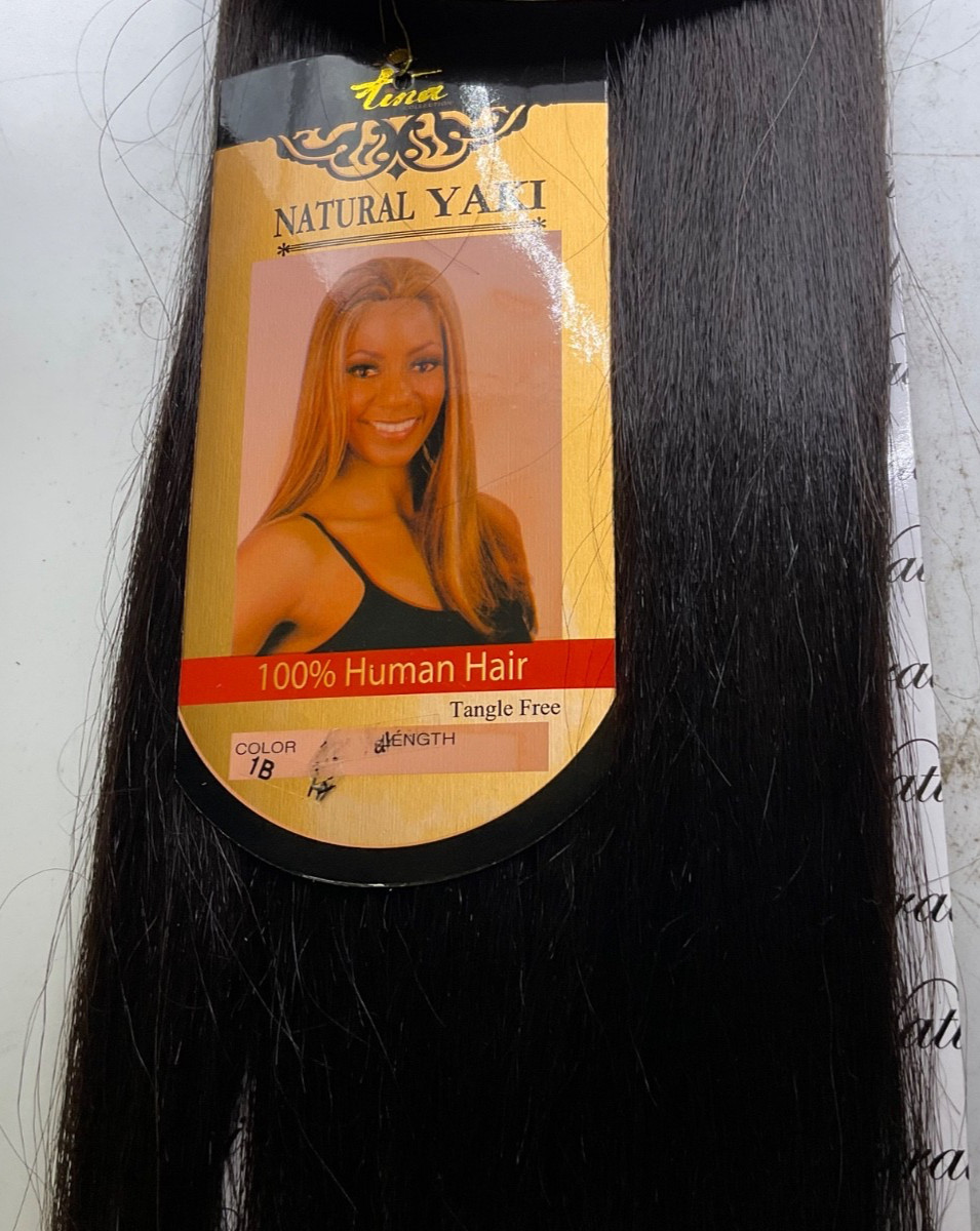 Tina Collection Natural Yaki 100% Human Hair Yaki 12″ Color: 1B