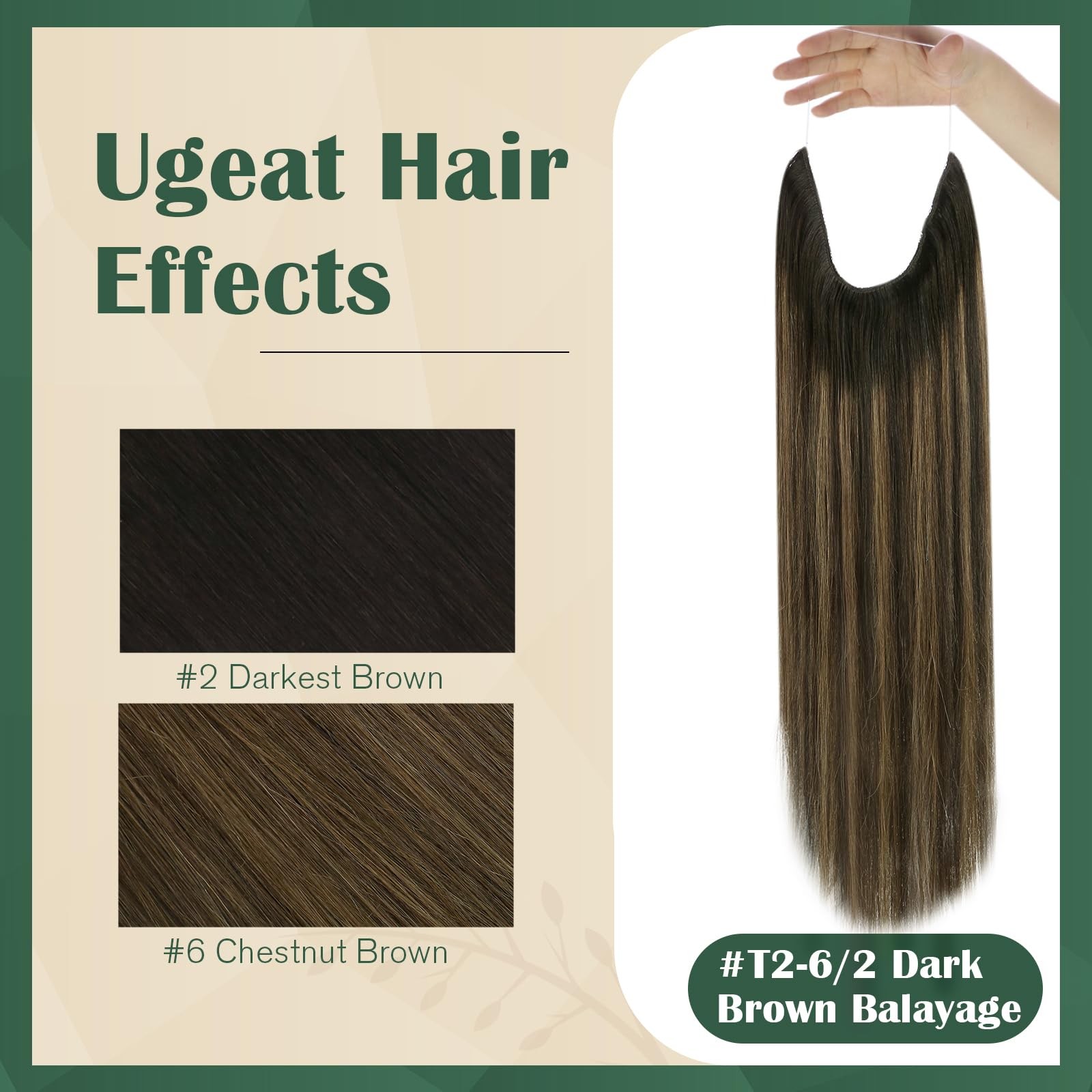 Wire Hair Extensions Real Human Hair, 12 Inch 70g Brown Balayage Invisible Wi…