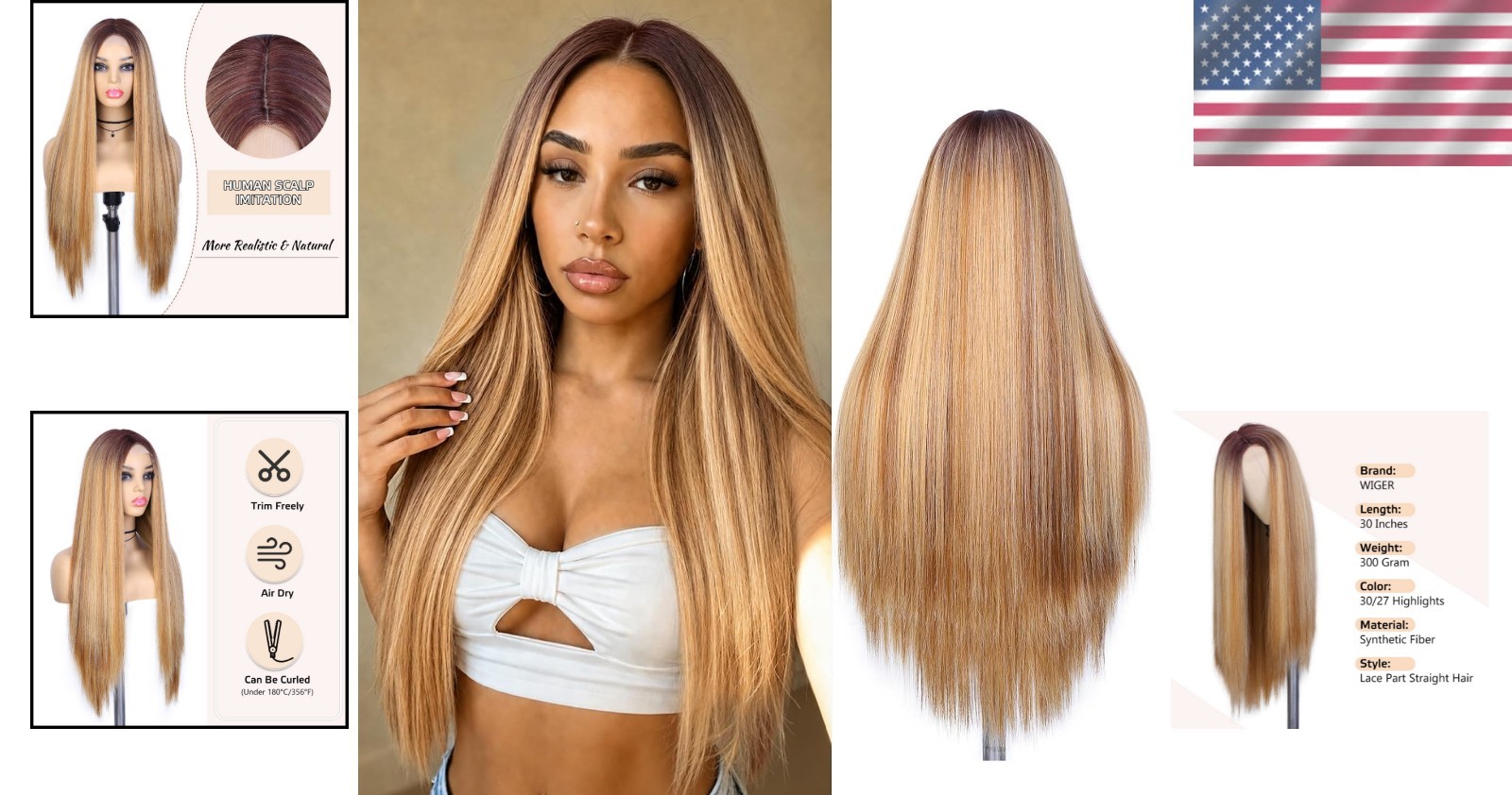 30-Inch Ombre Highlight Blonde Wigs for Black Women – Luxurious & Stylish