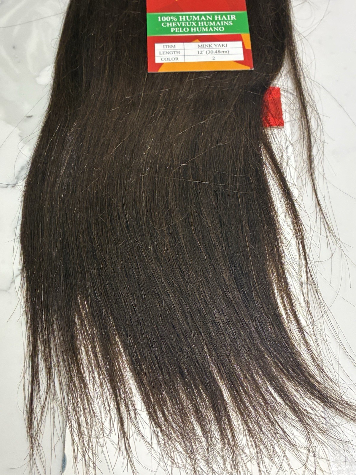 The Sassy Collection 100% Human Hair Mink Yaki Weft 12in Dark Brown
