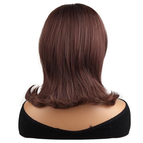 Short Brown Mixed Wig with Bangs – Retro Bouffant Beehive 60s 70s 80s Costume Co