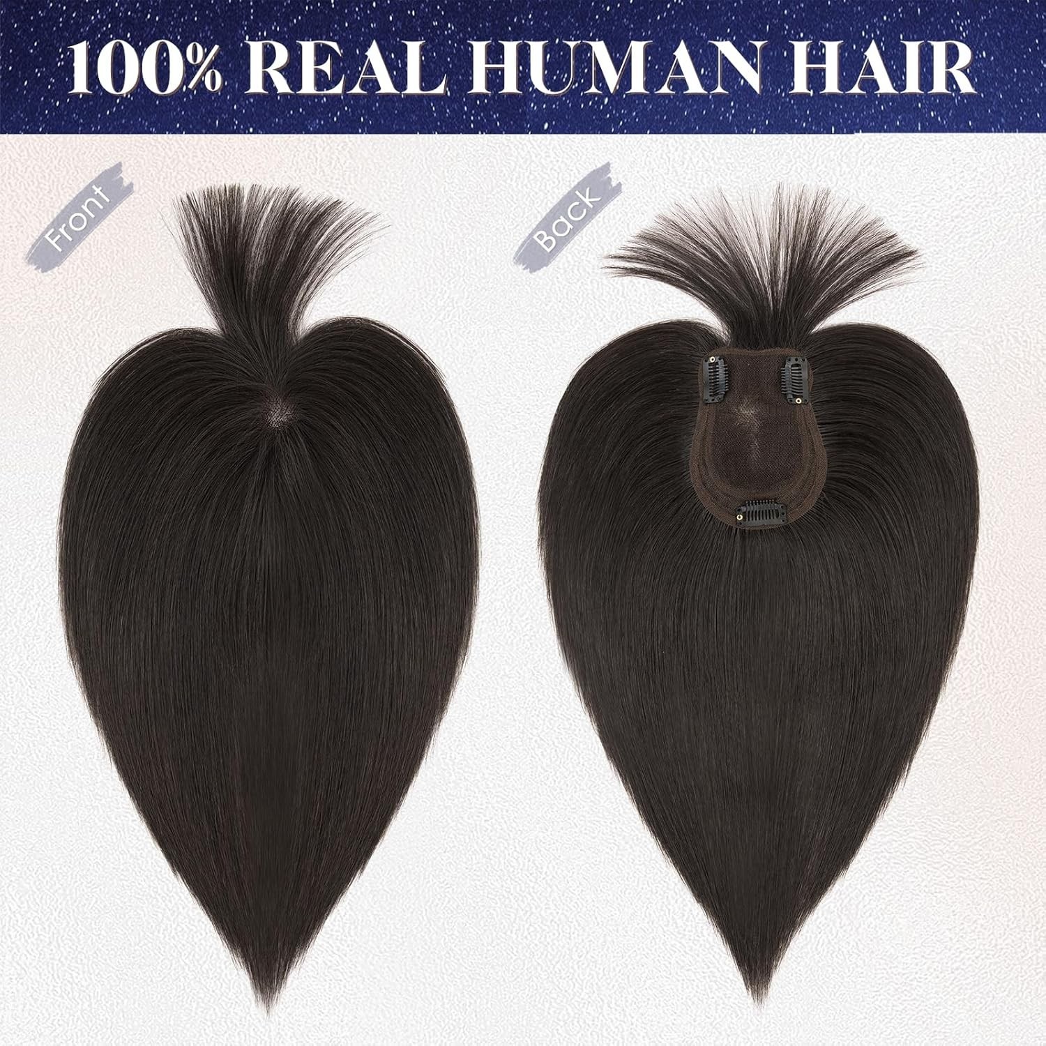 MY-LADY Human Hair Toppers for Women Real Human Hair with Bangs Thin 9 * 12CM L