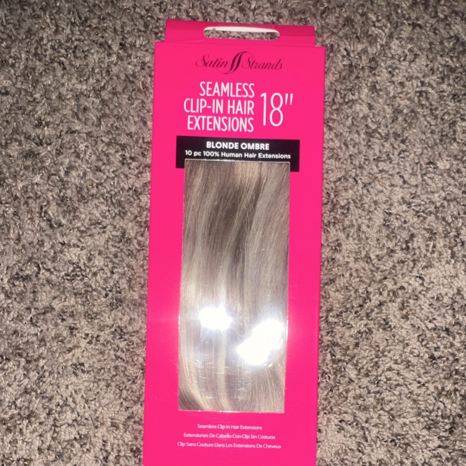 Satin Strands Clip-In 18″ Blonde Ombre Human Hair 10pc Straight Extensions