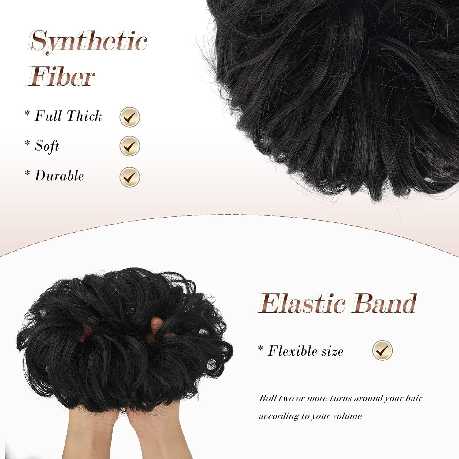 Elegant Messy Bun Scrunchies – Large Size Wavy Hairpiece for Effortless Style