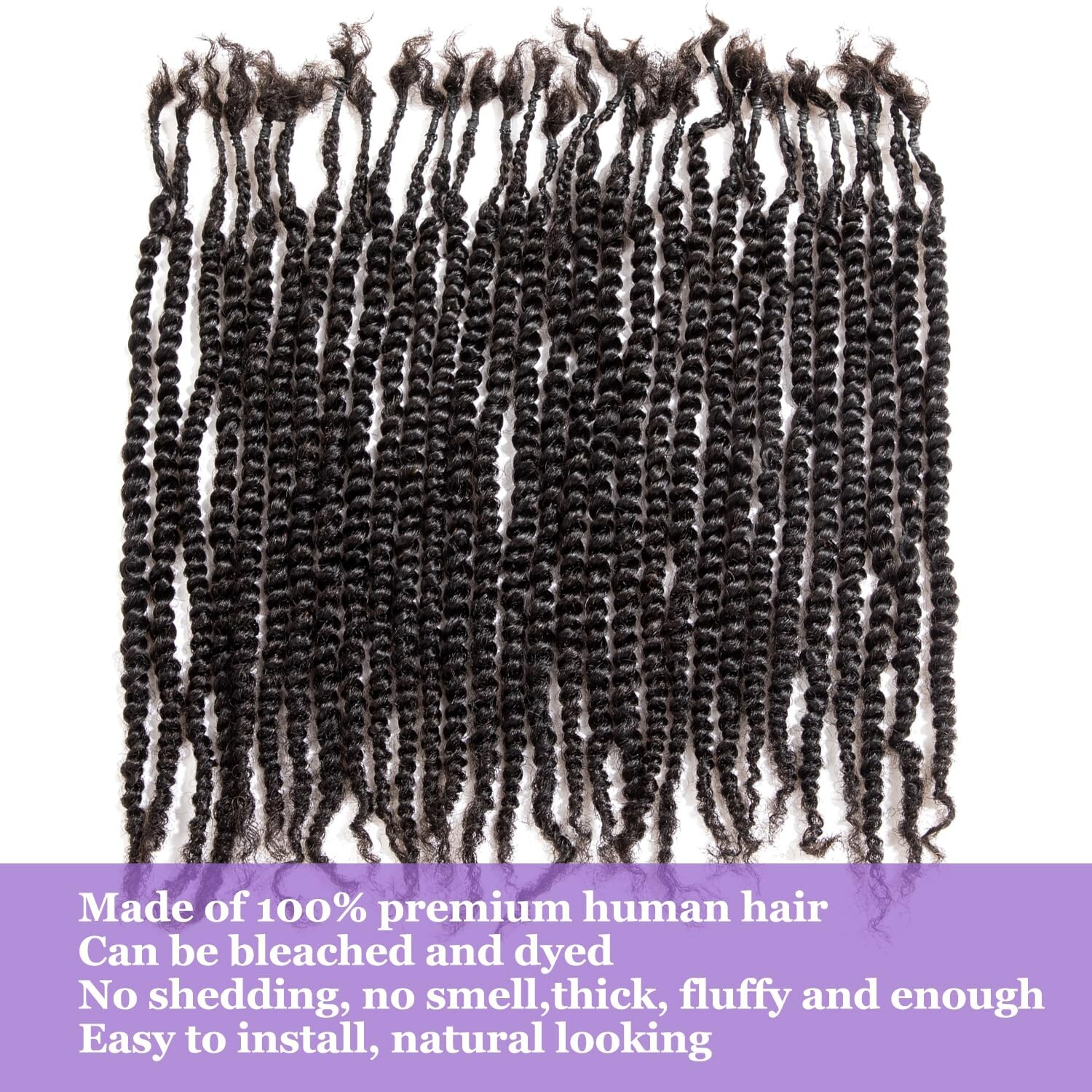 100% Human Hair Microlocs Twist 60 Strands Curly Ends Extensions Dreadlocks 8in