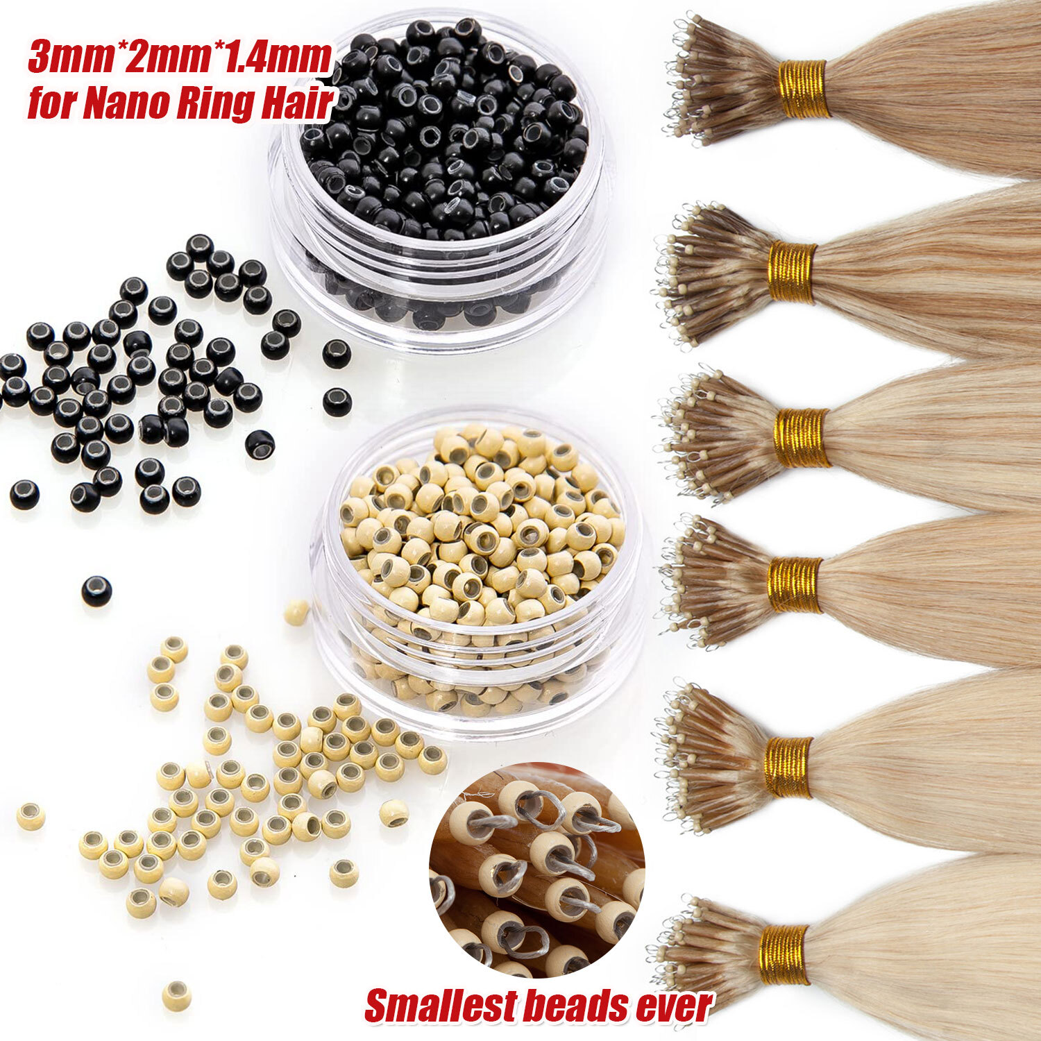 MY-LADY Nano Ring Hair Extensions Nano Beads Silicone Mini Micro Loop Rings 3mm