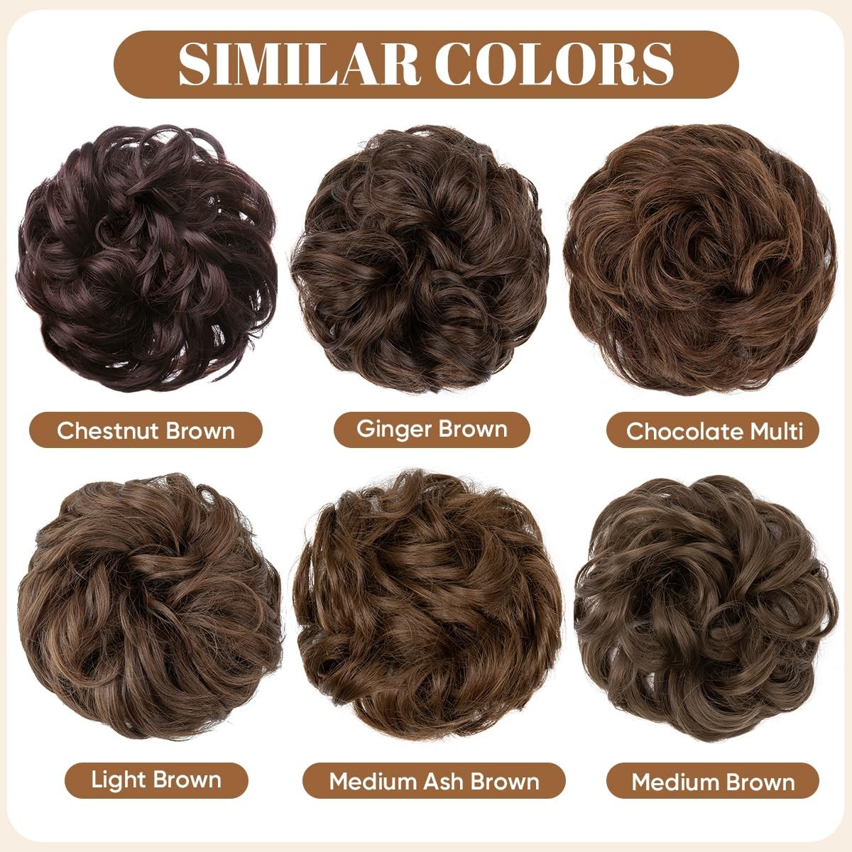 Large Messy Bun Hair Piece Wavy Curly Scrunchies Synthetic Chignon Ponytail H…