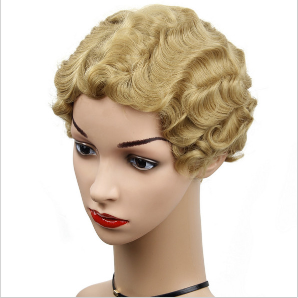 Finger Wave Wig 1970s -20s Short Retro Mid Curly Synthetic Wig Fancy Dress Patry