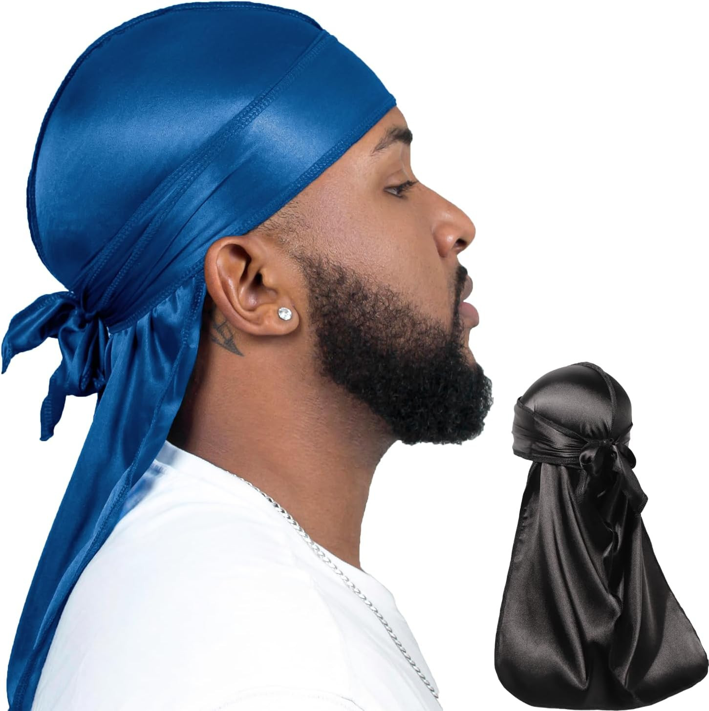 2 Pieces Silky Durag Pack for Men Women Waves, Premium Satin Deluxe Du-Rag