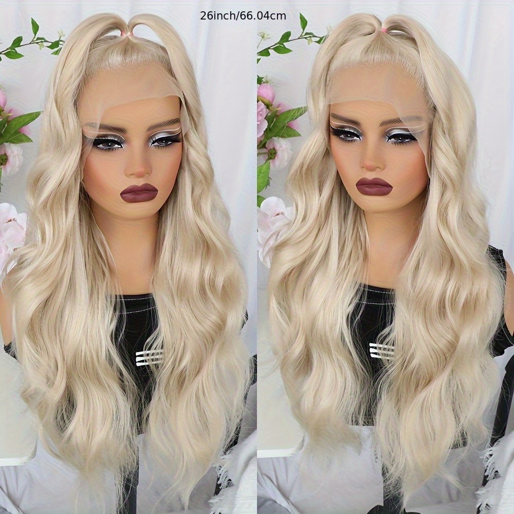 Body Wave Glueless Lace Front Wigs Long Wavy Heat Resistant Hair Light Blonde