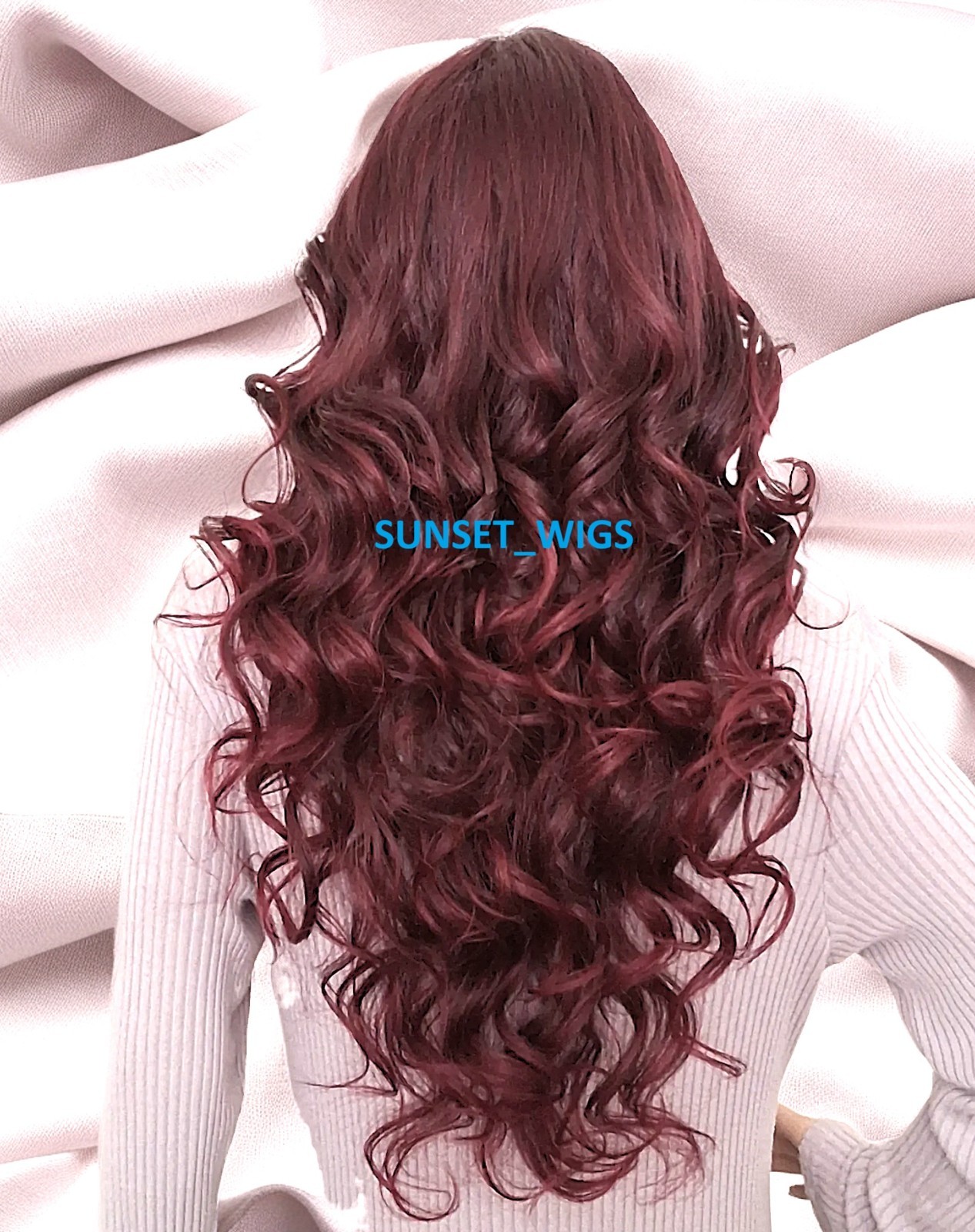 32″ LACE FRONT WIG LONG WAVY LAYERED BLACK BURGUNDY MIX #T1B.BURG HEAT OK NWT