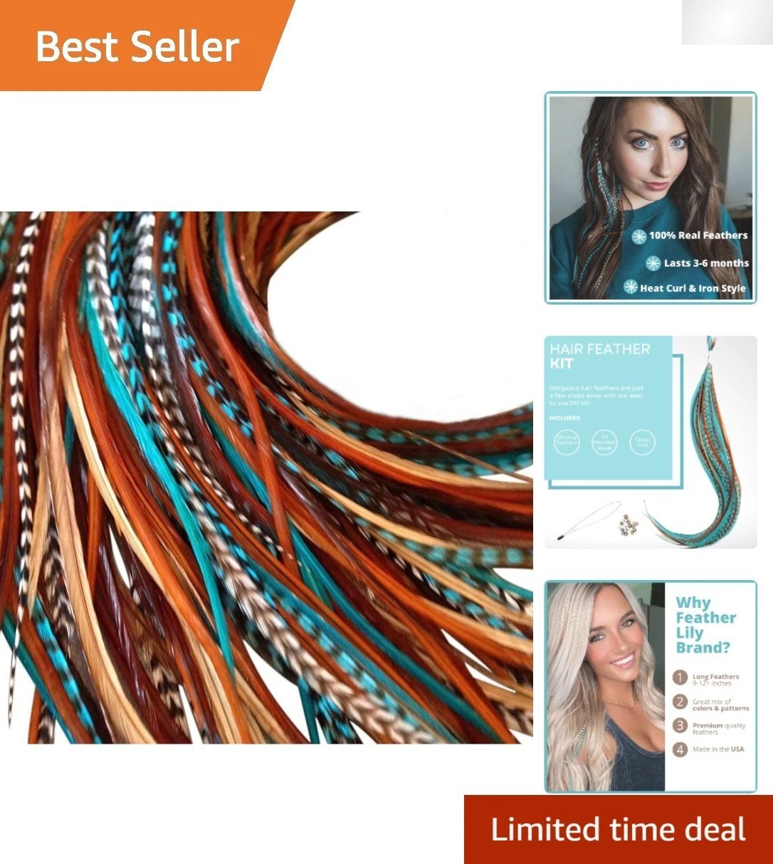 Rooster Hair Feathers Kit – Turquoise and Naturals for Stunning Styles