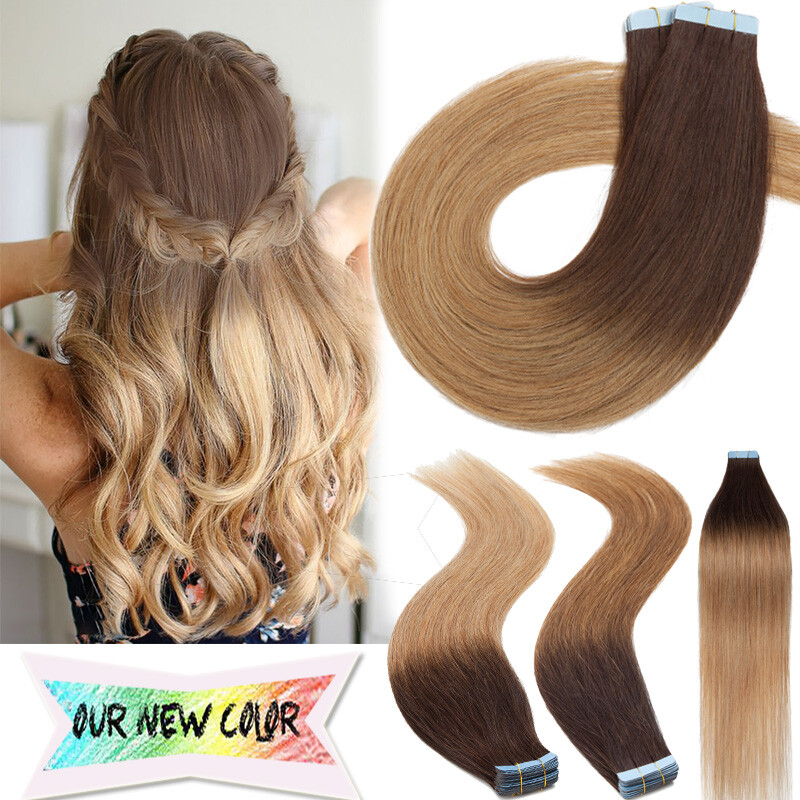 Seamless Stick Glue Tape in Skin Weft 100% Human Remy Hair Extensions Hair Piece