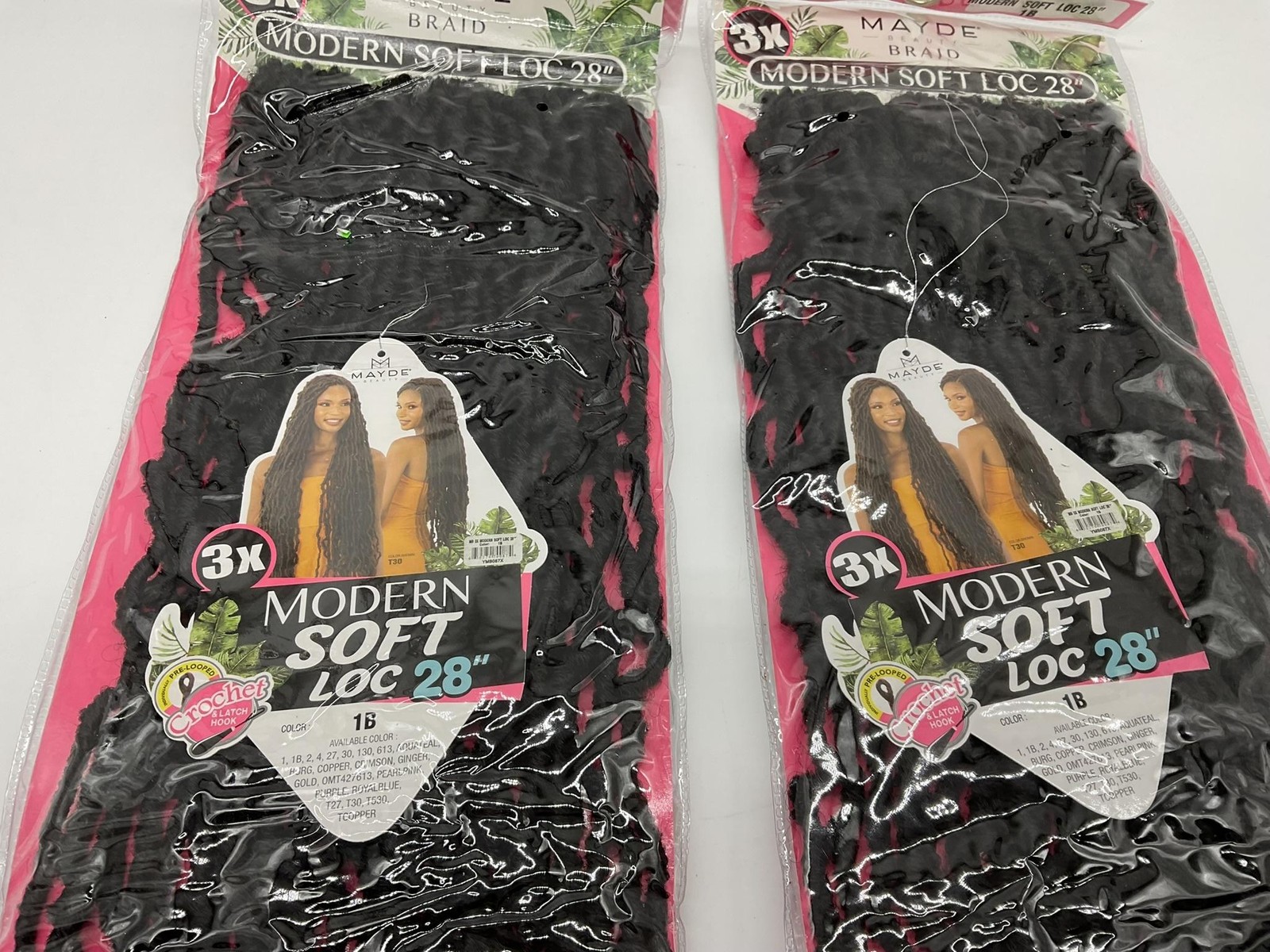 Mayde Beauty Modern Soft Loc 28in 1B 3X Crochet Synthetic Hair Extensions Lot 2