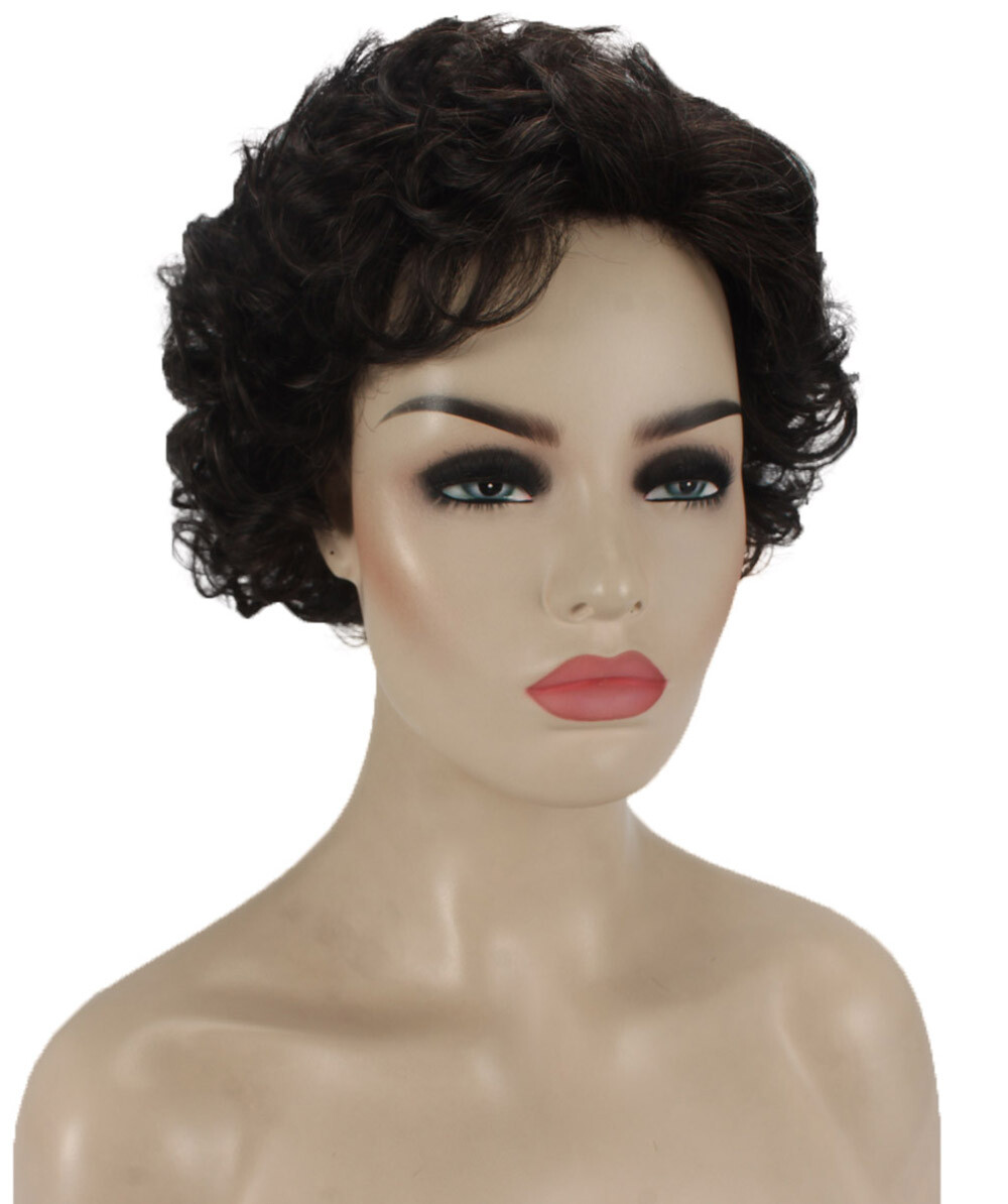 Monroe – Curly Kanekalon Synthetic Fiber Full Wig, 4 – 4.5 in, Off Black