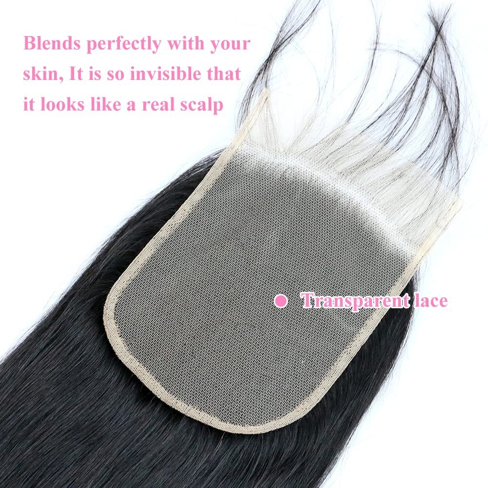 14 Inch 100% Human Hair Frontal Closure – 5×5 Transparent HD Lace, Silky Straigh