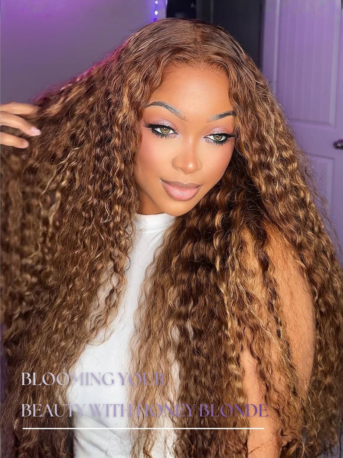 Honey Blonde Deep Wave Hair Bundles 3pcs + 13×4 HD Lace Frontal, 100% Virgin, Om
