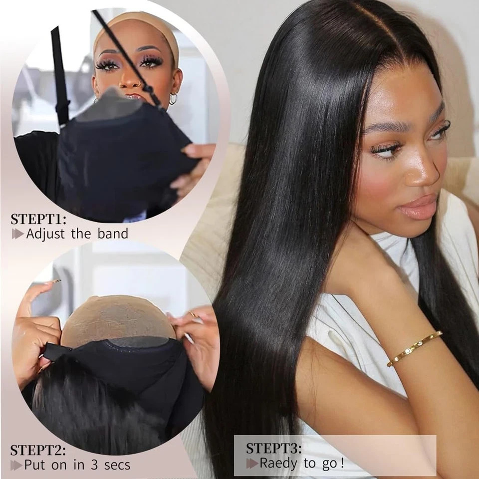 Wear and Go Glueless Wigs Human Hair Pre Plucked Pre Cut 6×4 Straight Lace Fr…