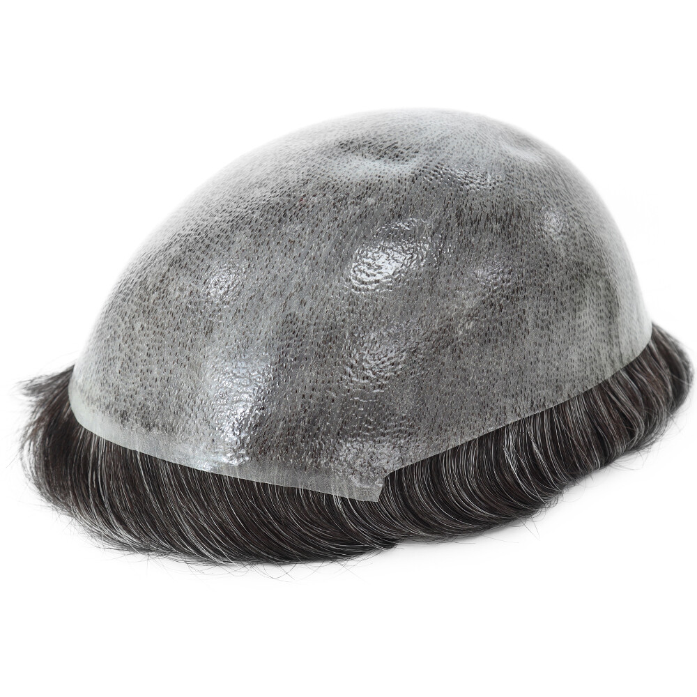 Mens Human Hair Replacement System Natural Injected Thin Skin Toupee Hairpieces