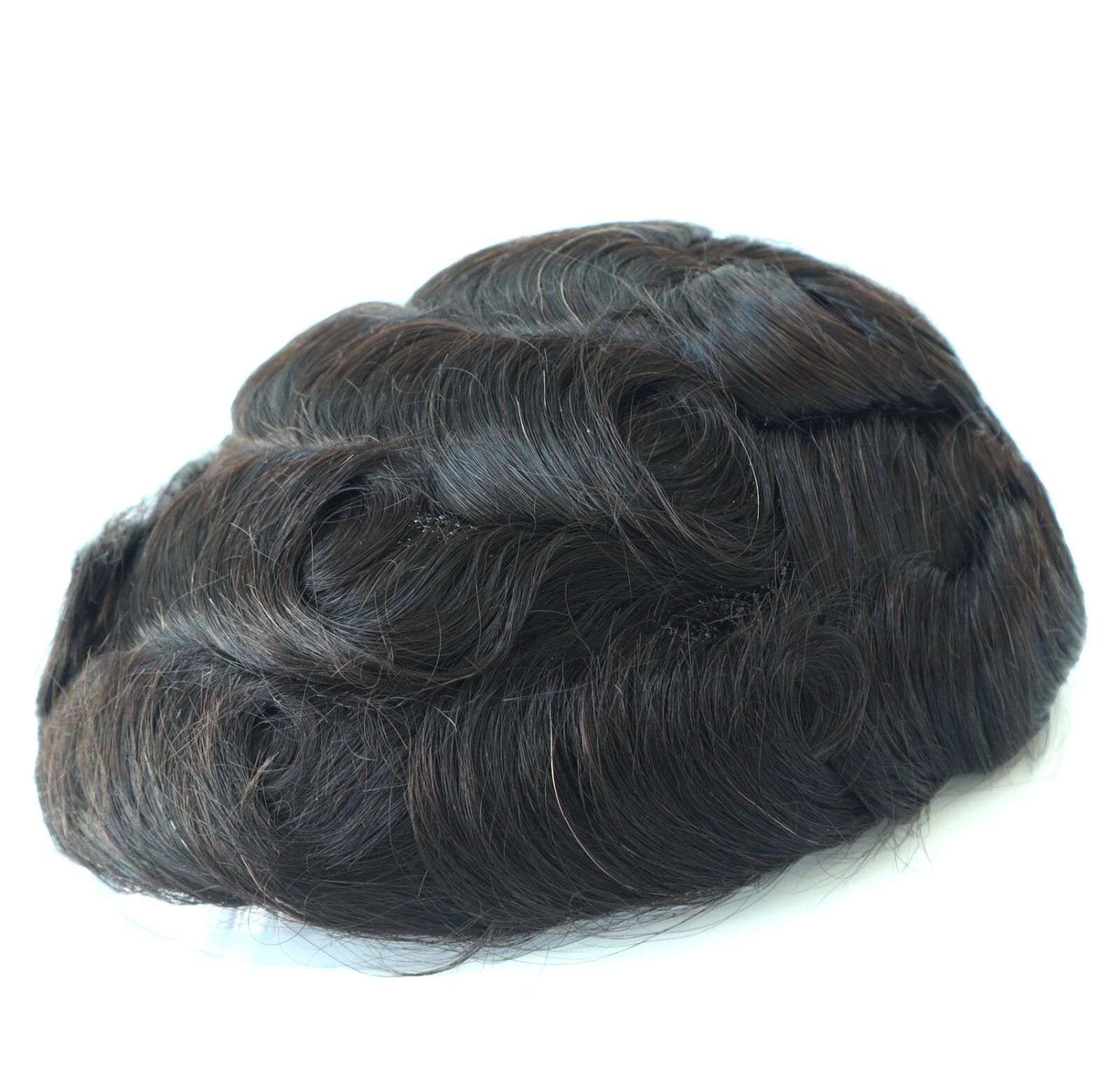 Mens Human Hair Replacement System Hairpiece Fine Mono Toupee Real Mens Hair 7×9