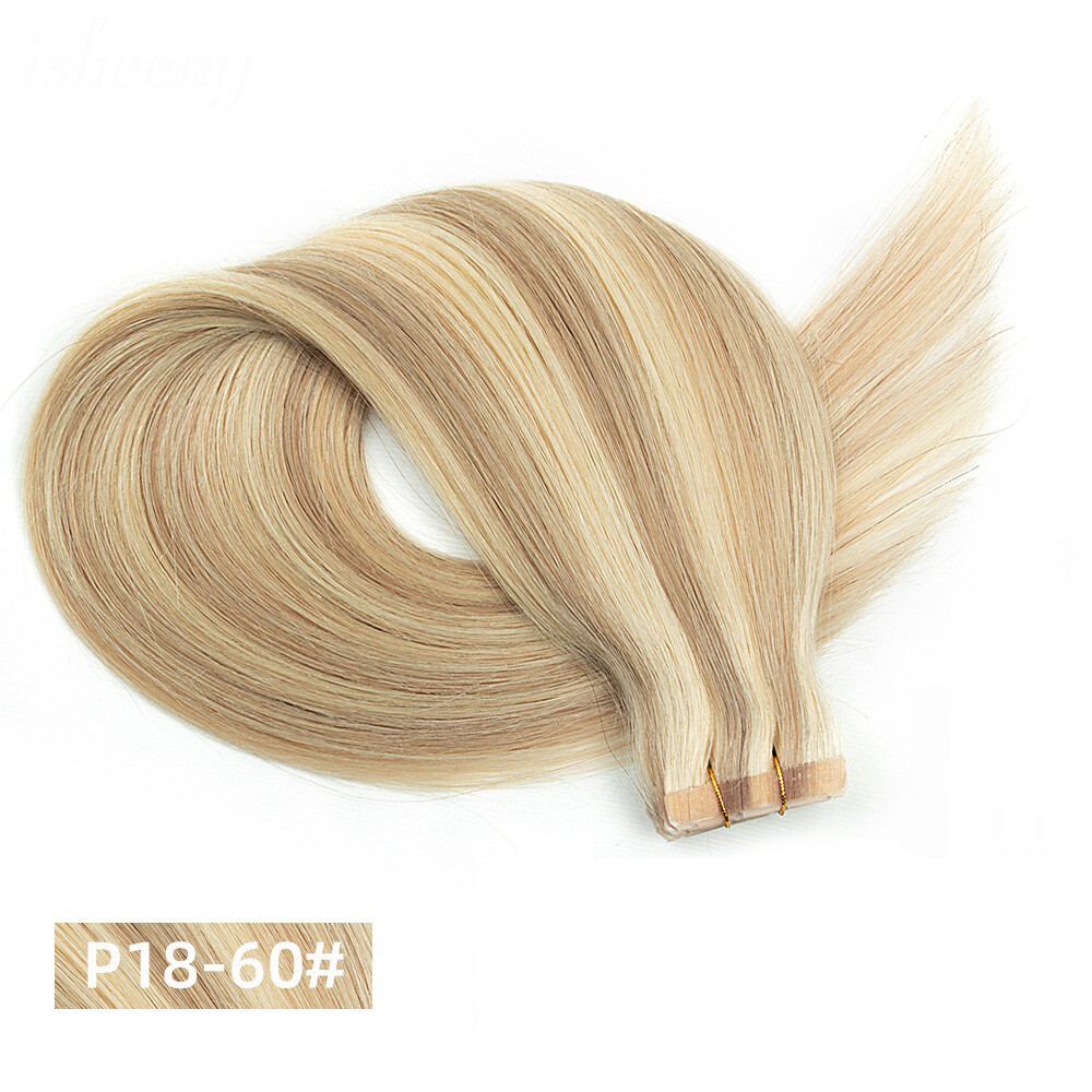 Invisible Tape in 100% Remy Human Hair Extensions Fusion Hair SLIVER Grey 50g
