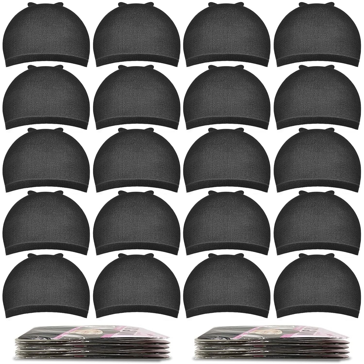 20 Durable Black Nylon Wig Caps – Secure Fit for Cosplay, Daily Wear & Halloween