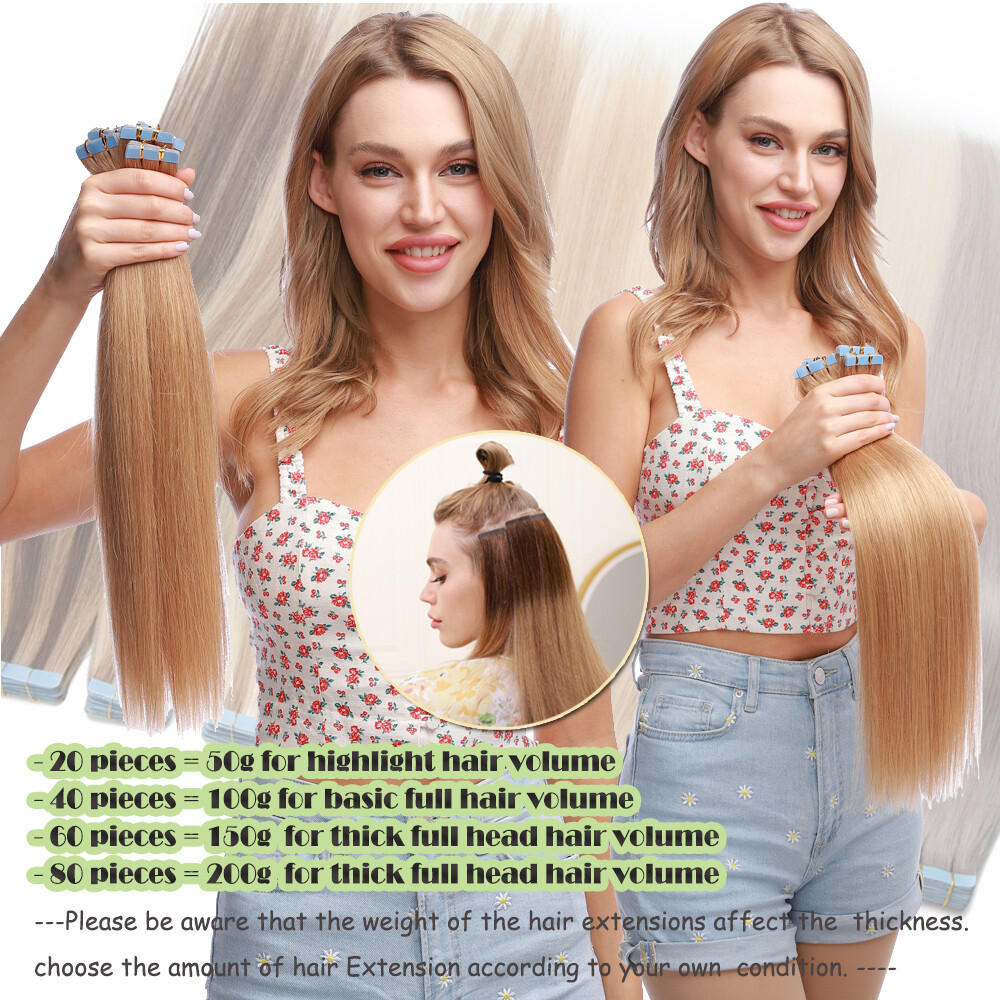 150g Seamless Tape In Skin Weft 100% Remy Human Hair Extensions Women Clearance