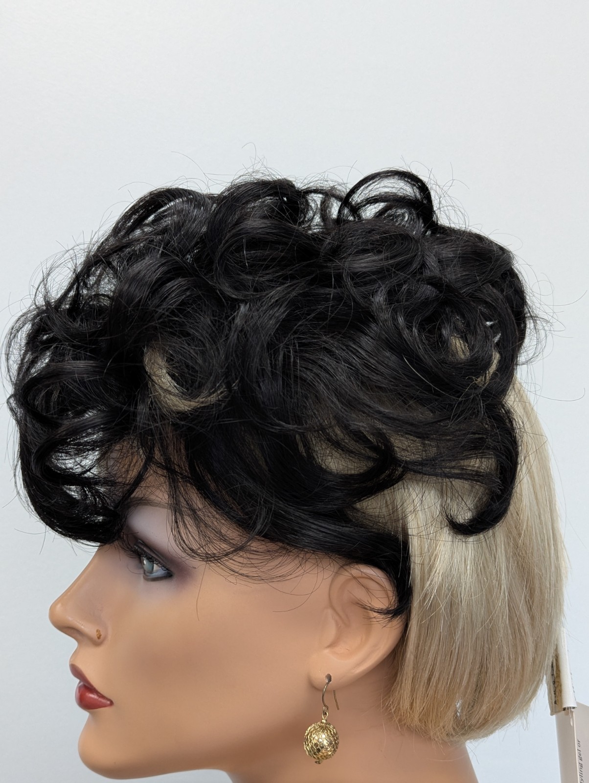 Synthetic Pull Through Wiglet Hairpiece Snap In Color Off Black #1B