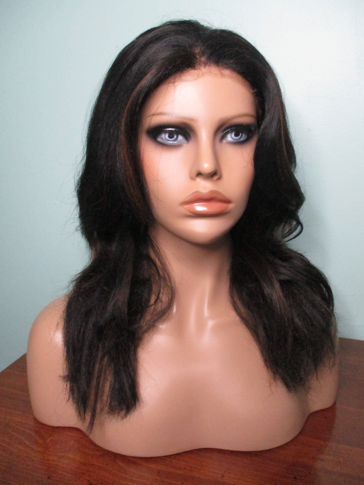 20″ black and brown mix SHAG style SWISS LACE FRONT WIG by SHAKE N GO