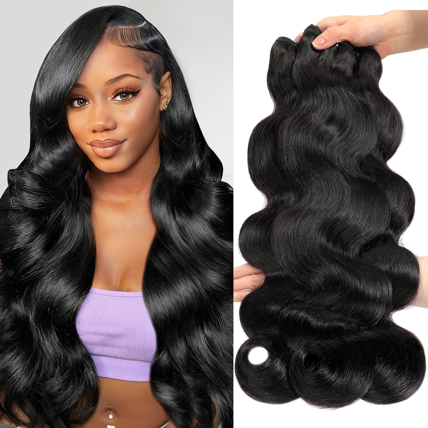 Body Wave Bundles Human Hair 100% Raw Cambodian12 PCS Silky Soft 431