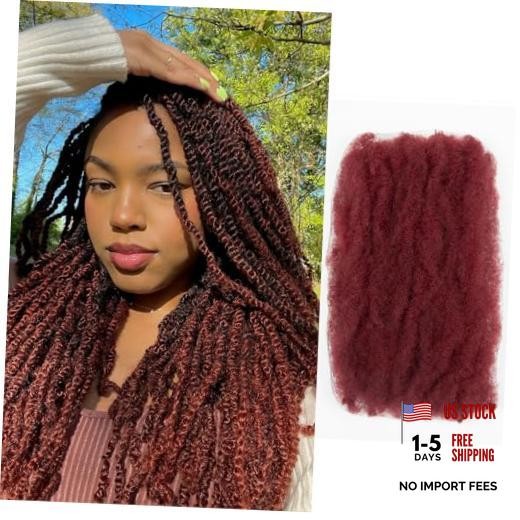Afro Kinkys Bulk Hair for Twist Braiding, 99J Red 12 Inch 1 pack 99j burgundy