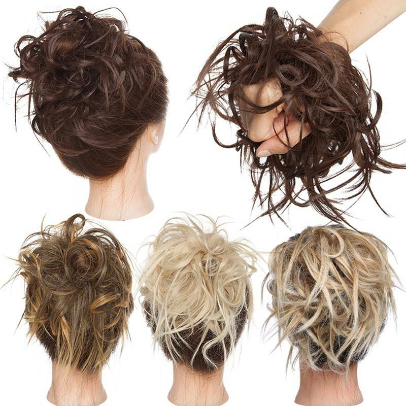 1PCS Messy Bun Scrunchie Hair Extensions Ponytail Hairpiece as Human Hair Woman