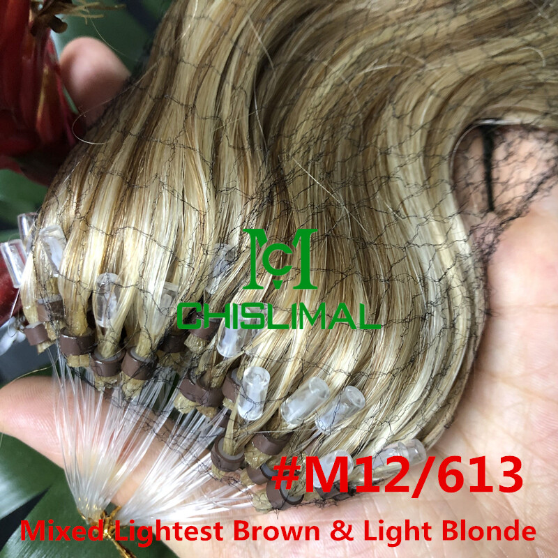 16-26Inch Body Wavy Ombre Loop Micro Rings Beads Soft Remy Human Hair Extensions