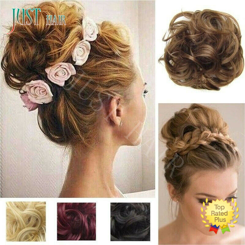 Real Natural Curly Messy Bun Hair Piece Scrunchie Hair Extension as Human Blonde