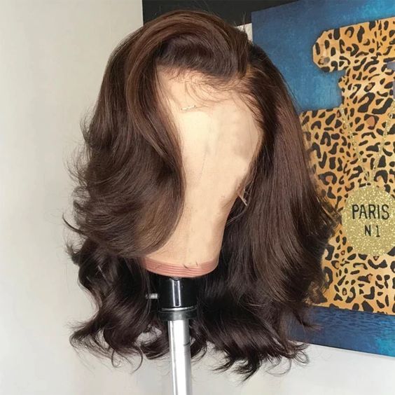 20 in Chocolate Brown Body Wave Lace Front Human Hair Wigs PrePlucked Brazilian