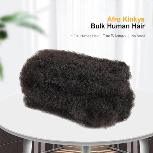 Afro Kinkys Bulk Human Hair 10 Inch 30g, 100% 10 Inch (Pack of 1) Natural Black