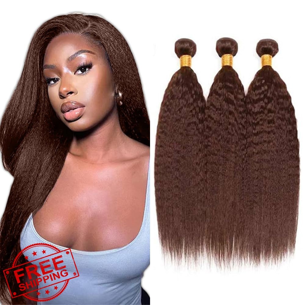 Weeybay #4 Brown Yaki Straight Bundles 28 30 32 Inch