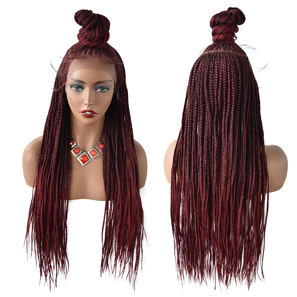 Hand Braided Swiss Lace Front Updo Bun Cornrow Braids Women Wigs Baby Hair 35″