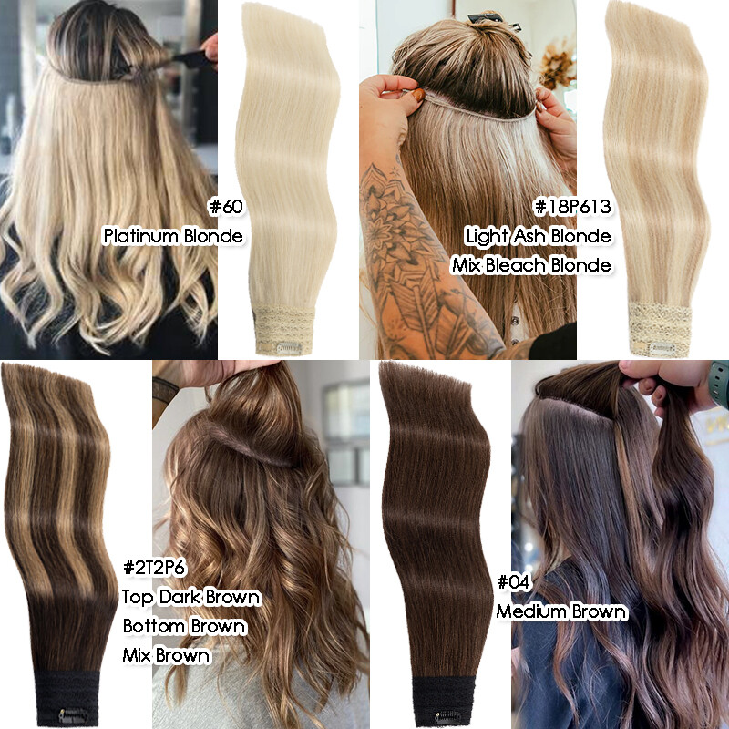 Invisible One Piece Headband Wire Clip In Human Remy Hair Extensions Secret Ring