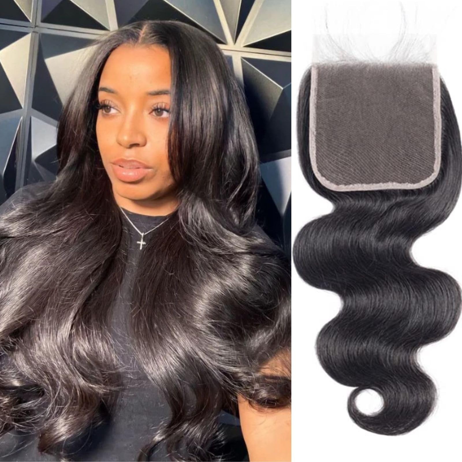 5×5 HD Lace Closure Body Wave Hair for Black Women, 12A Virgin Remy, 20 Inch