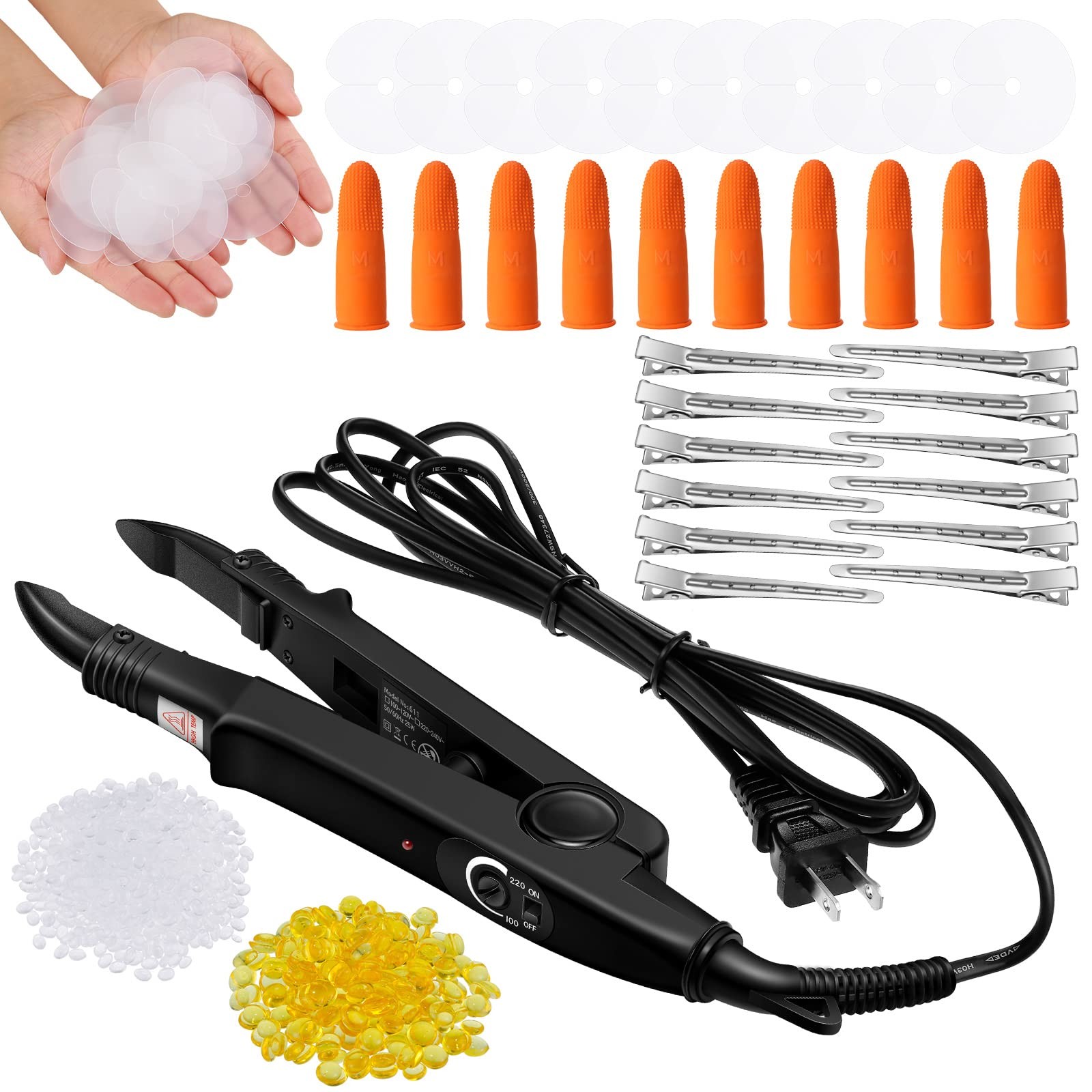 Keratin Hair Extension Kit Heat Iron, Keratin Glue Granules, Protector Templa…