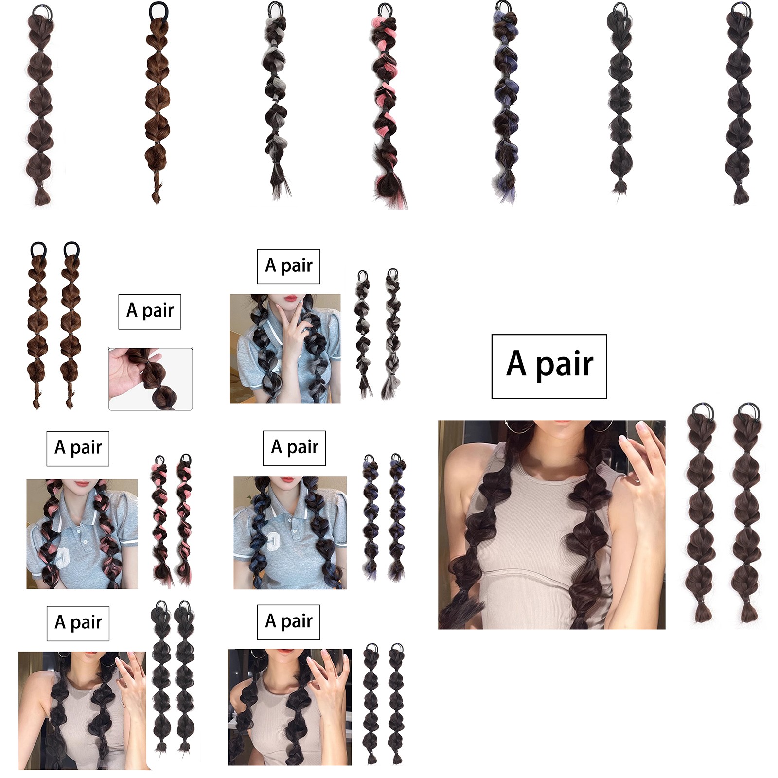 1Pair Women Girls Wig Braids Cute Synthetic Hair Band Wig Hip-hop Styling