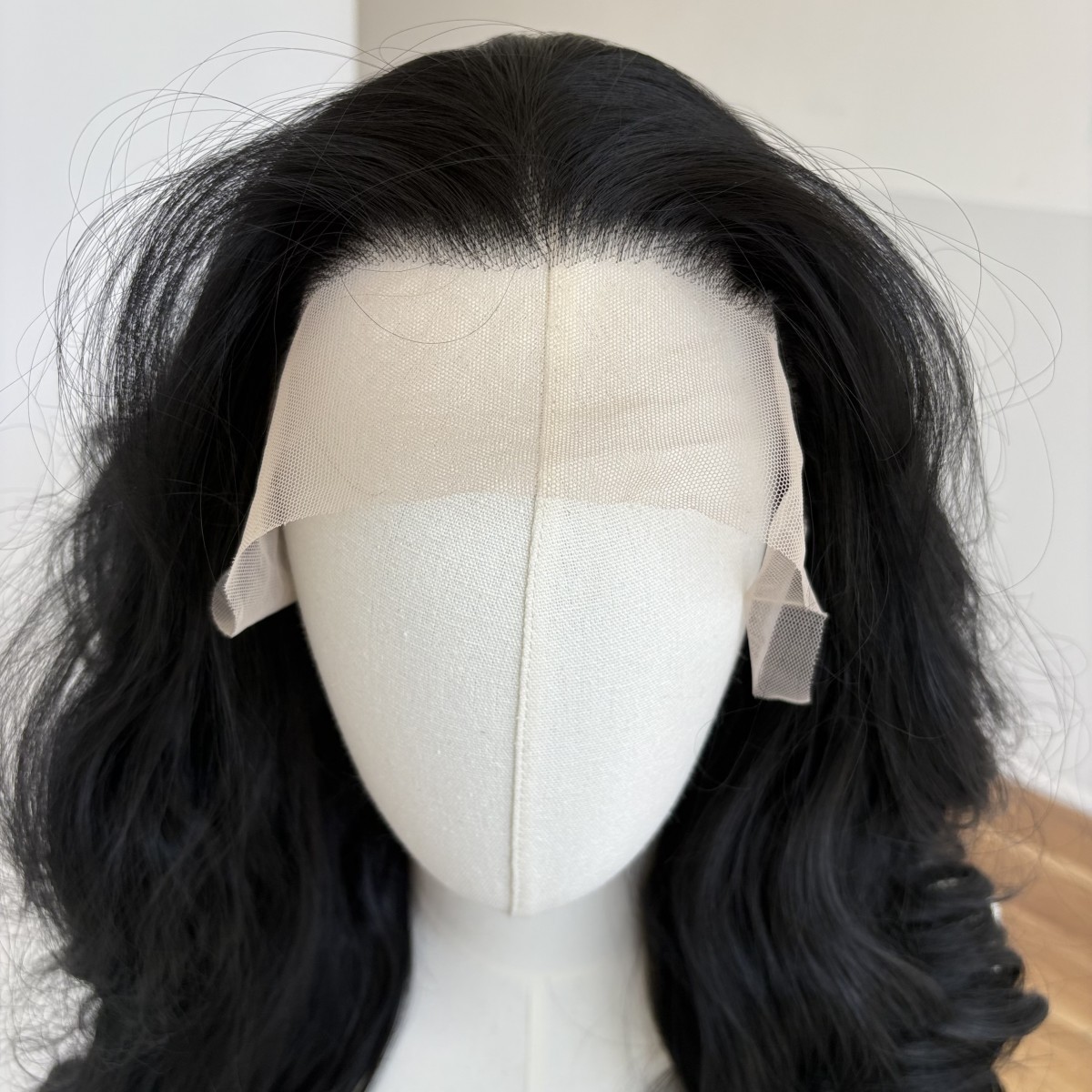 Black Long Wavy Natural Lace Frontal Wigs Heat Resistant Synthetic Hair