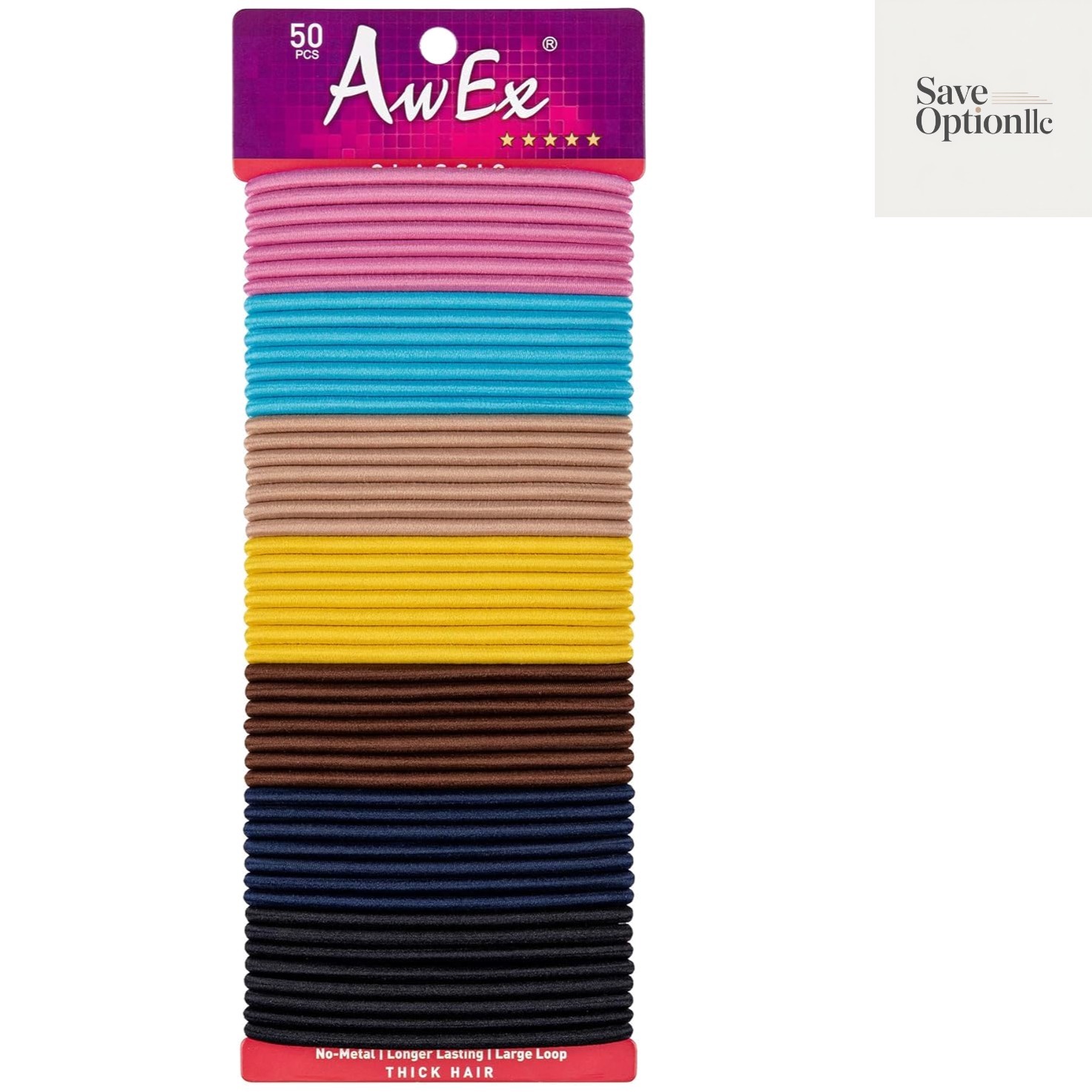Hair Ties for Thick, Curly, Wavy Hair – 50 Mixed Color Elastics, 4mm Thick, 1…