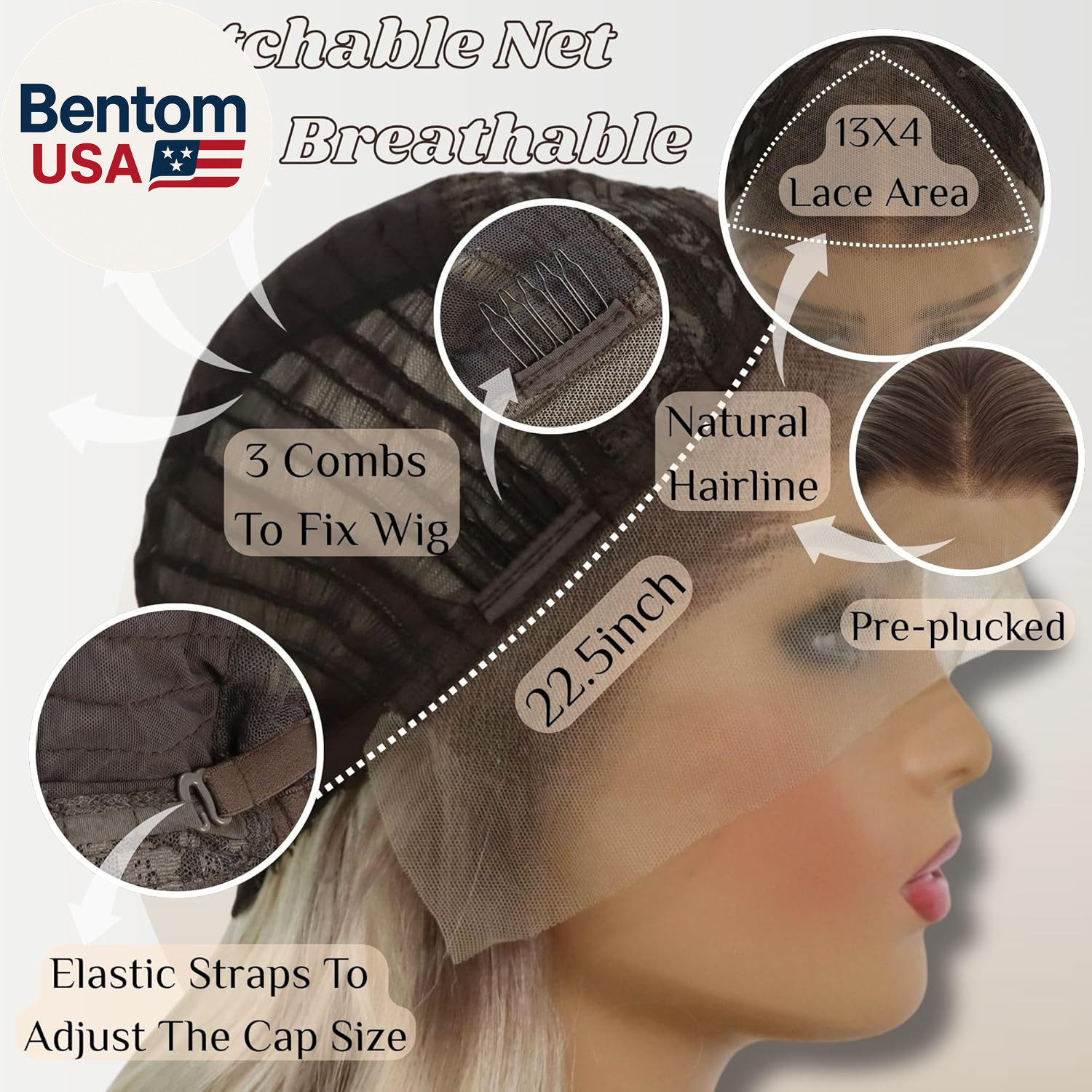 Highlight Ash Blonde Lace Front Wig 24″ Wavy Ombre Blonde 13×4 Pre Plucked Wig