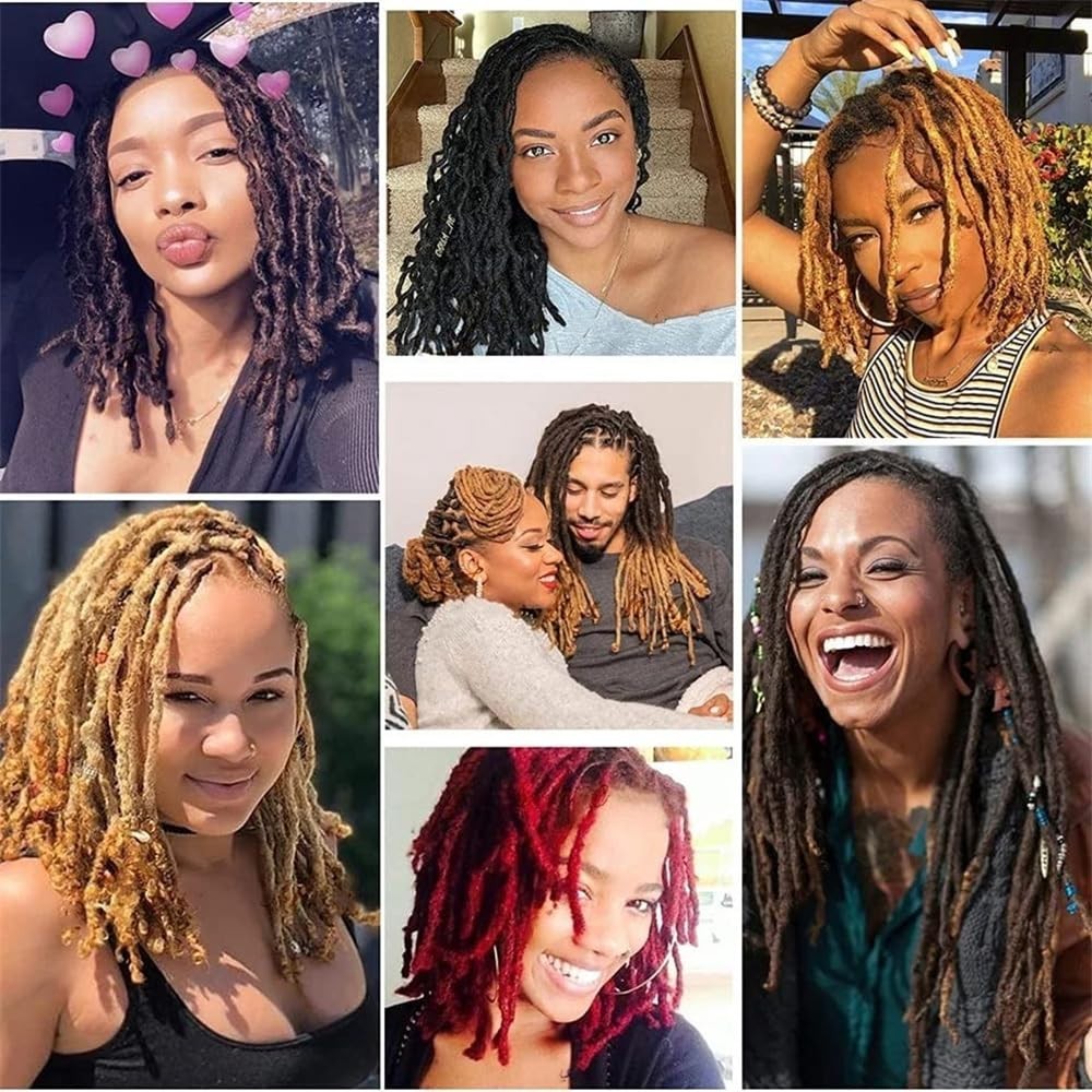 10 in 10 Strands Curly Wave Loc Extensions Human Hair 0.4cm Width Natural Black