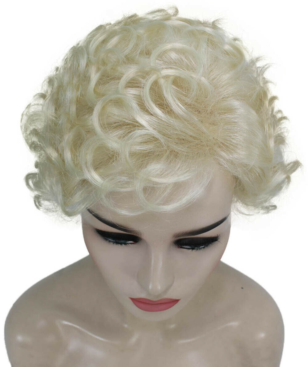 Monroe – Curly Kanekalon Synthetic Fiber Full Wig, 4 – 4.5 in, Platinum Blonde
