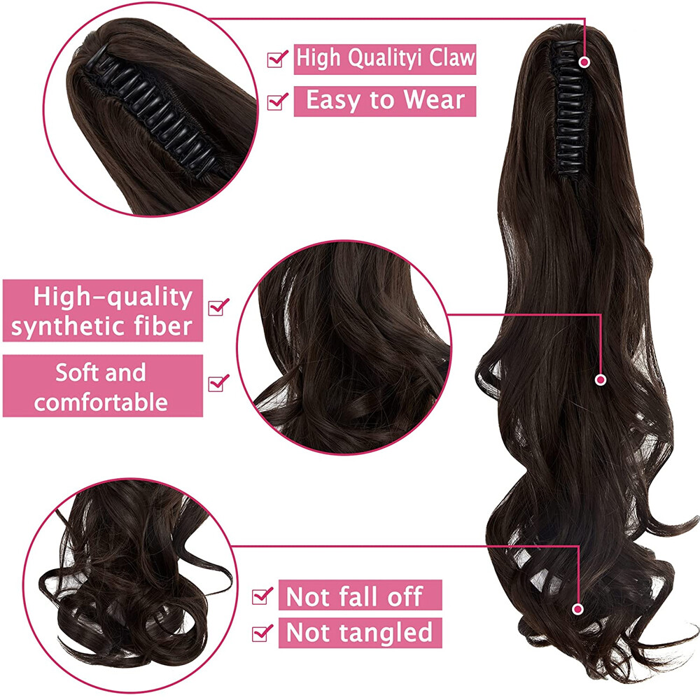 Wave Curly Claw Clip in Ponytail Hair Extensions Synthetic Hairpiece For Woman