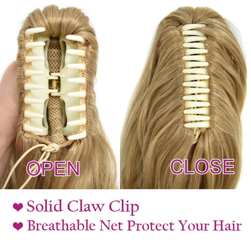 Thick Jaw Claw Clip In Ponytail Curly Wavy Hair Extensions Natural As Human Hair
